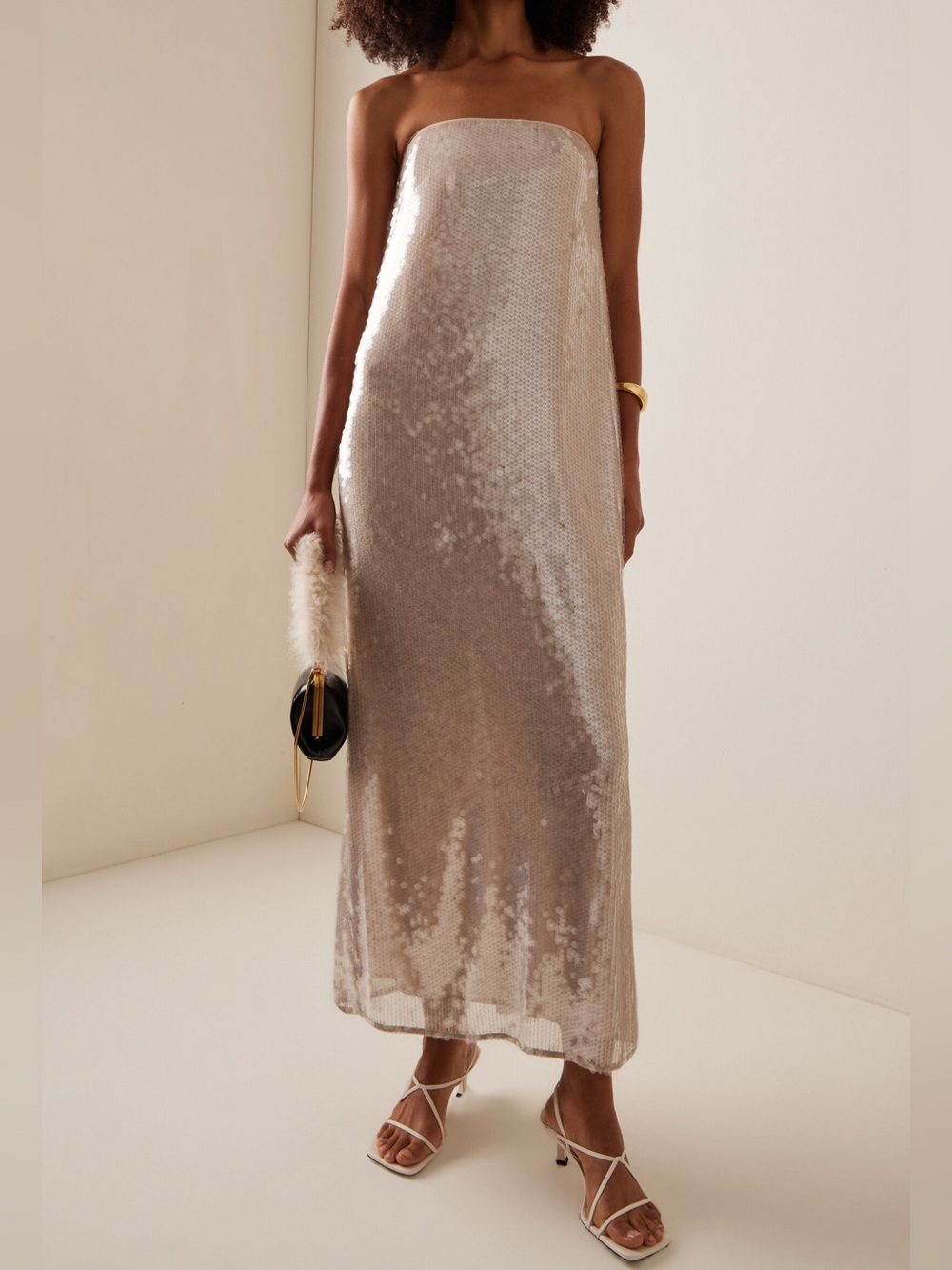 STAUD SEQUIN STRAPLESS CASEY DRESS COCKTAIL RESORT WEAR Moon 6